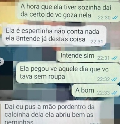 Mensagens de trocadas pelo casal no WhatsApp