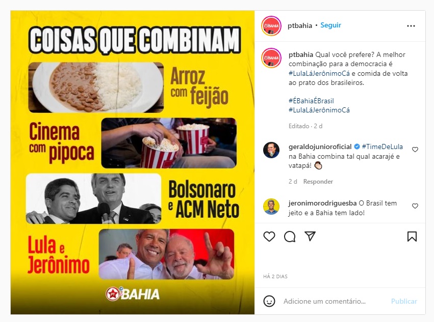 Postagem do PT associa Neto a Bolsonaro