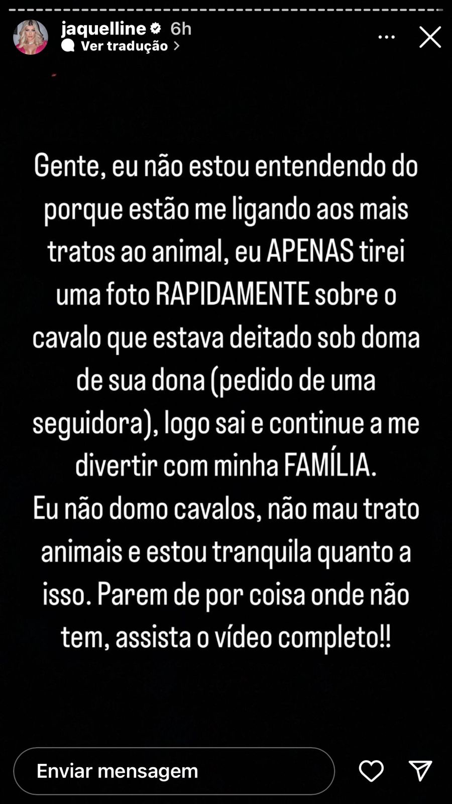 Ex-bbb se defende dos comentários após foto com pet