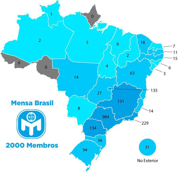 Número de superdotados por estado - Associação Mensa Brasil/Direitos reservados