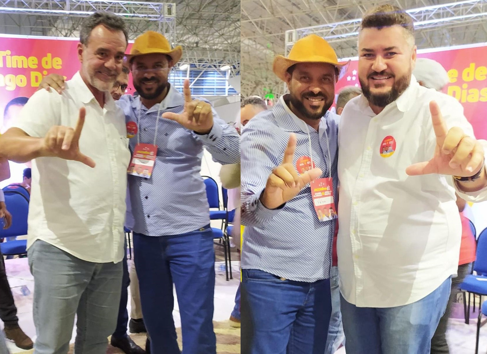 vereador que agrediu servidora faz o L de Lula em convenção do PT