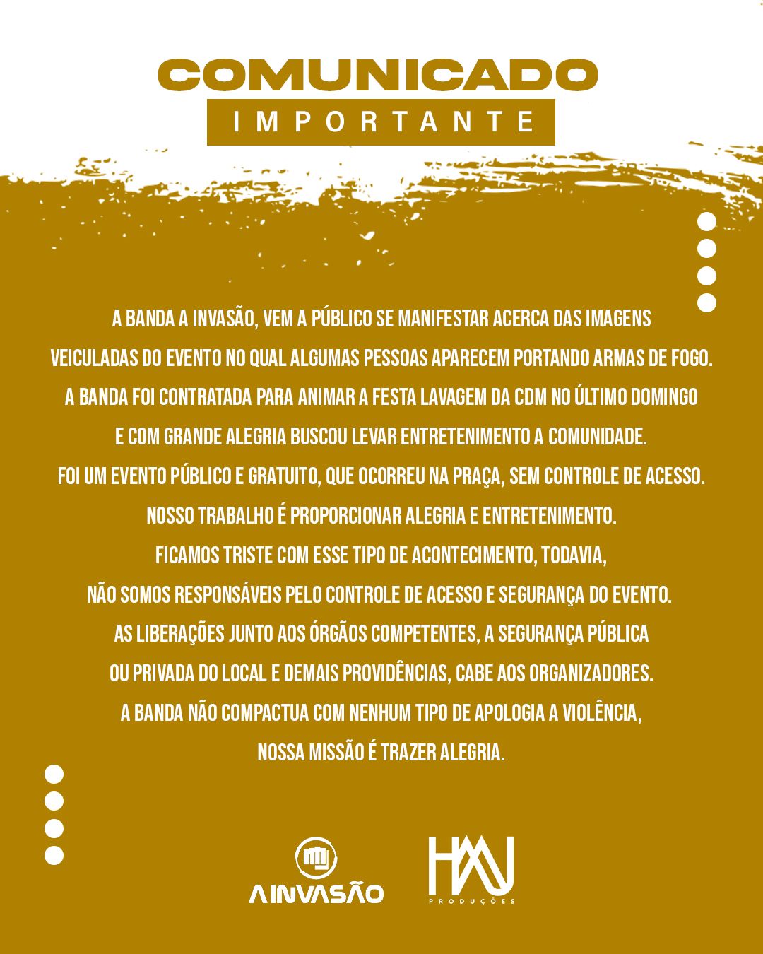 Nota emitida pela banda