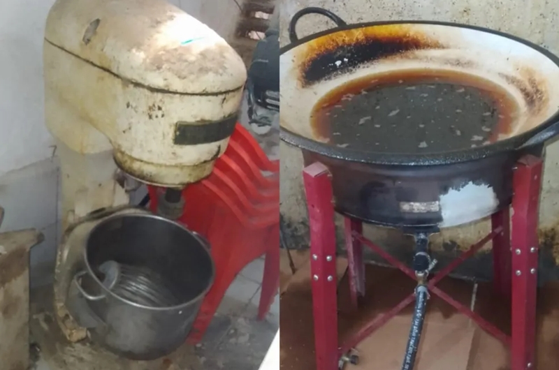 A vigilância sanitária detectou a presença de elementos prejudicados dentro da fábrica de salgados. Foto: Divulgação/Vigilância Sanitária de Maceió