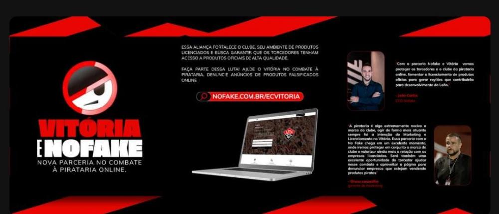 Divulgação da parceria entre Vitória e Nofake