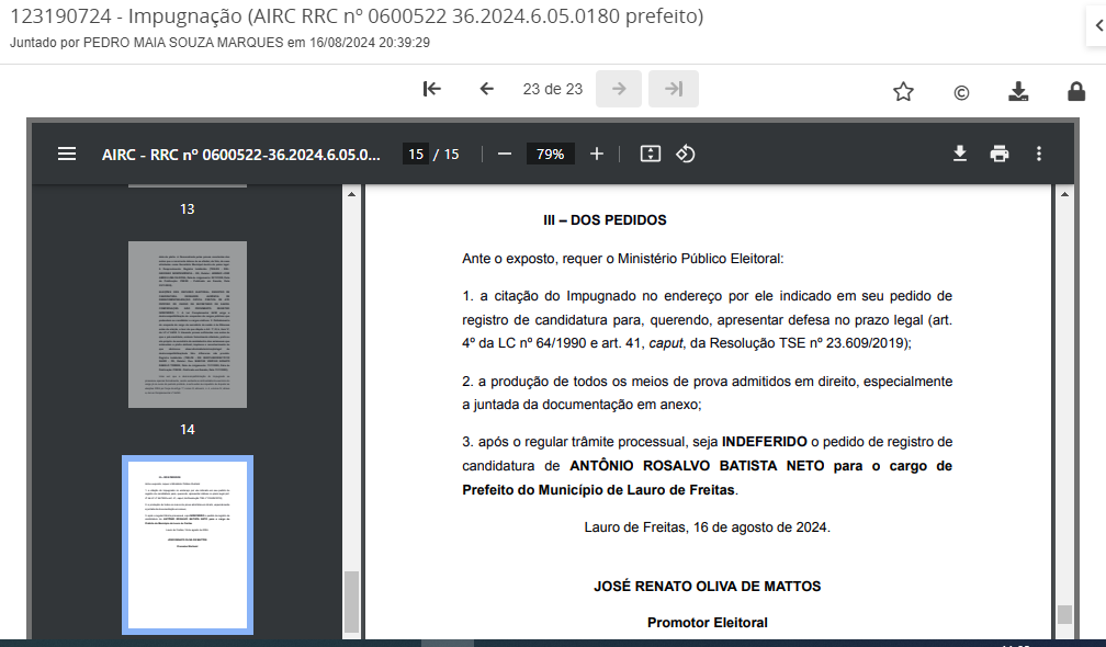 Pedido de Impugnação