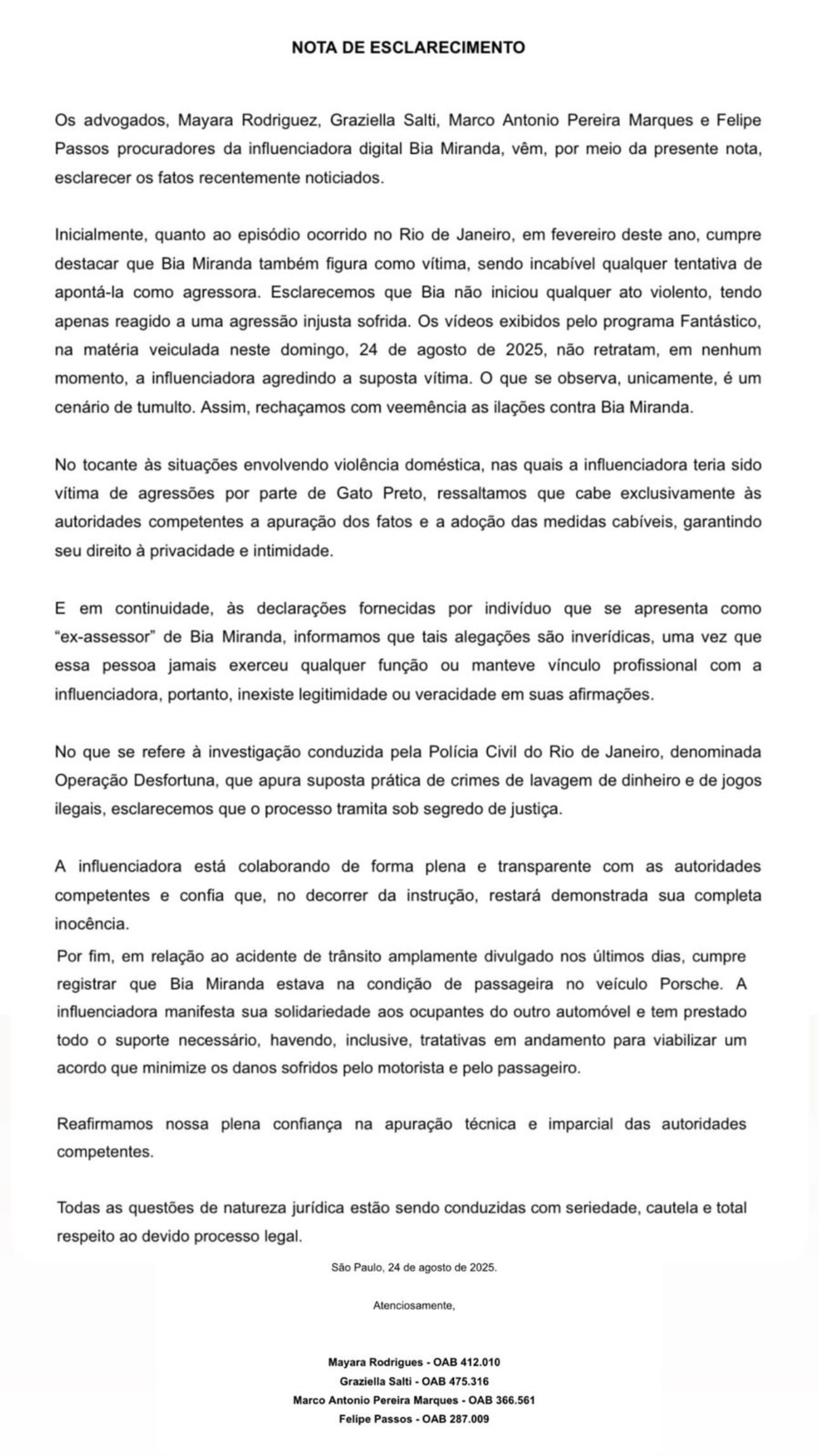 nota bia miranda