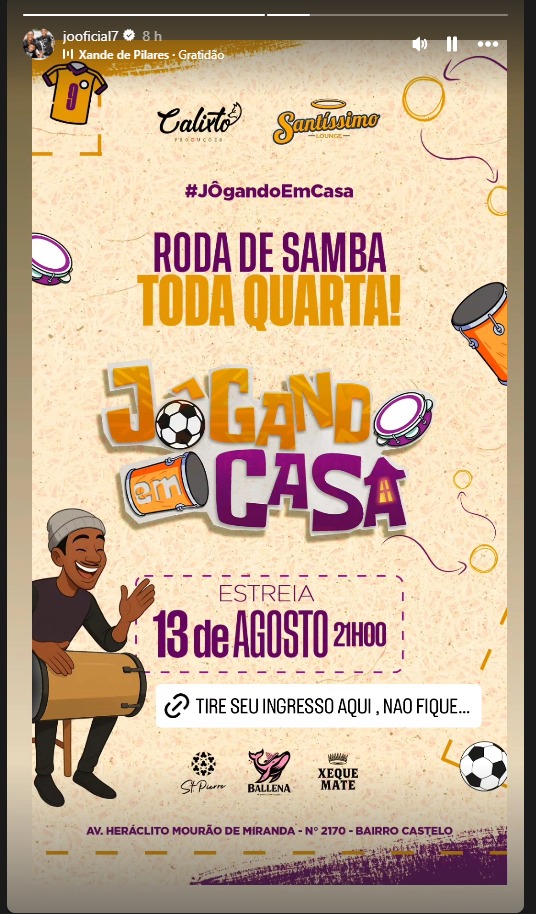 Ex-jogador Jô investe na carreira artística após dívidas com pensão — Foto: Reprodução/Instagram