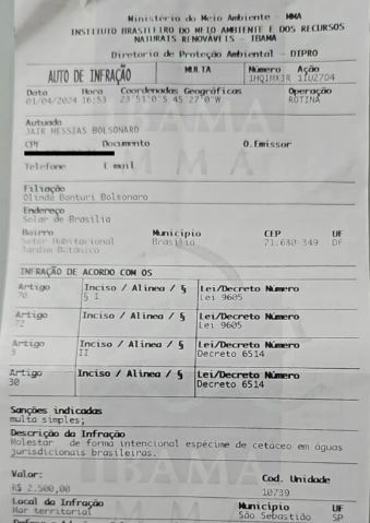 Documento compartilhado por Bolsonaro