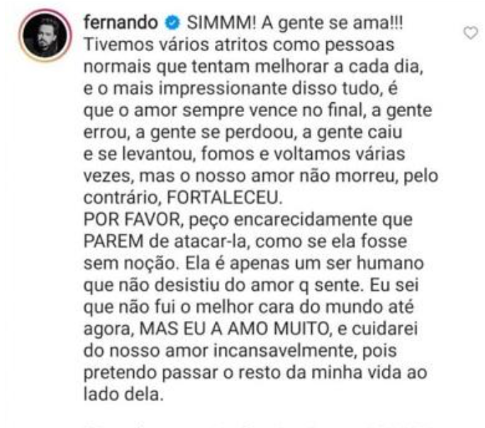 A publicação feita pelo sertanejo foi apagada minutos depois (Foto: Reprodução/Instagram)