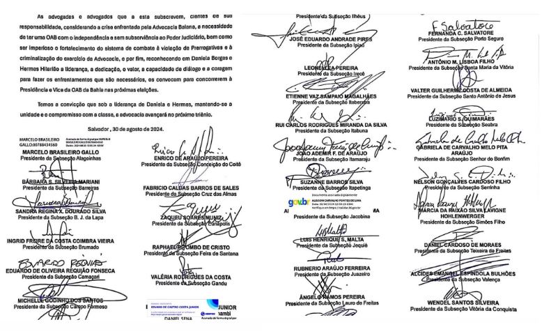 Carta Subseções OAB-BA