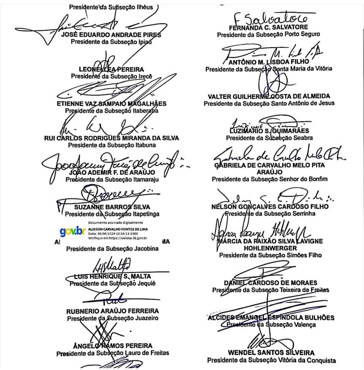 Carta Subsções OAB-BA