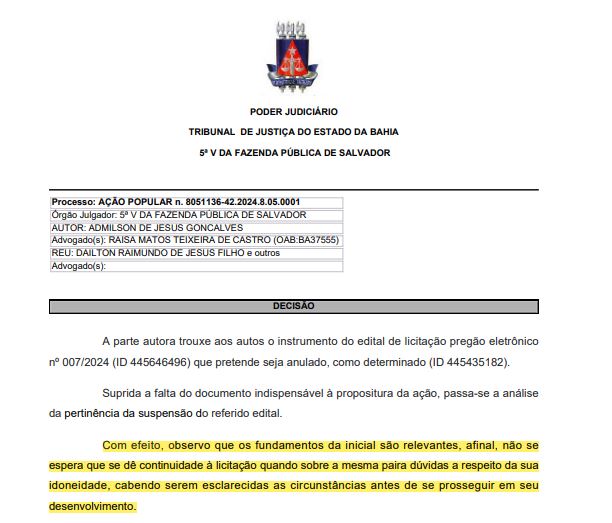 Decisão TJ-BA