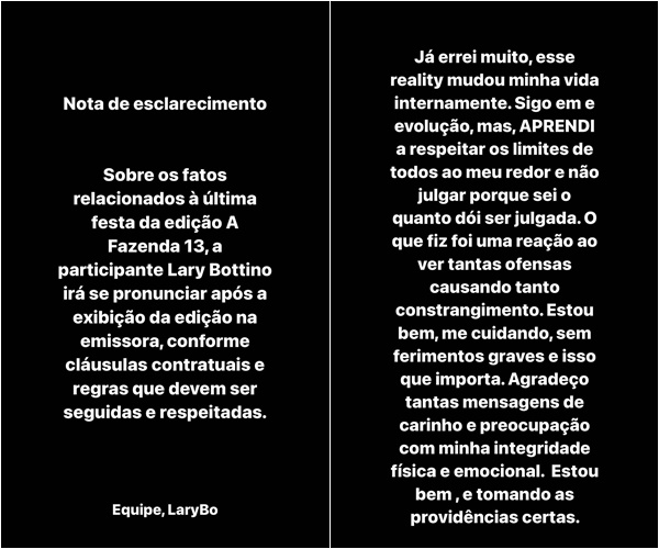 pronunciamento lary bottino