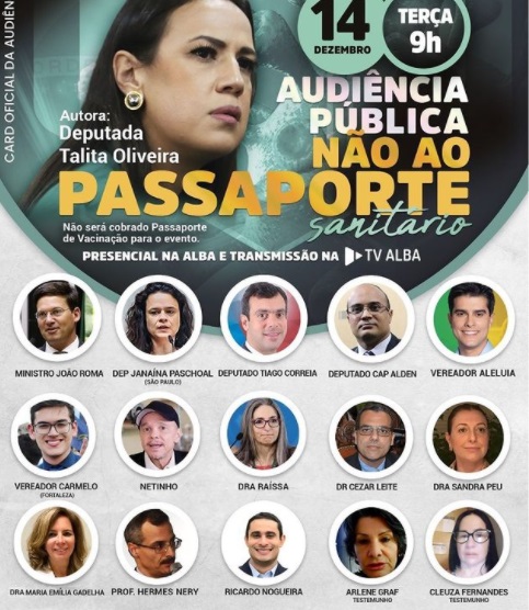 Cartaz de audiência pública anuncia que cúpula bolsonarista estará presente.