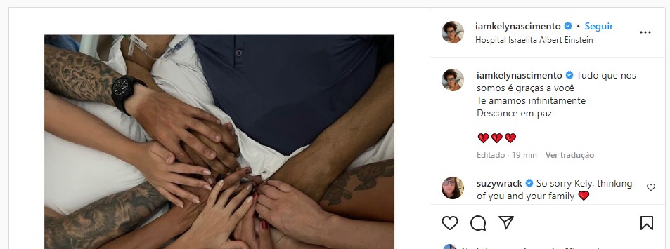 Postagem foi feita nas redes sociais da filha de Pelé