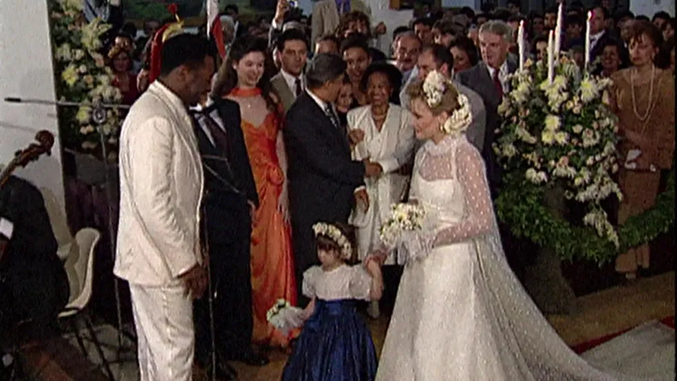 O casamento com Assíria Nascimento aconteceu há 28 anos. Foto: Reprodução/TV Globo
