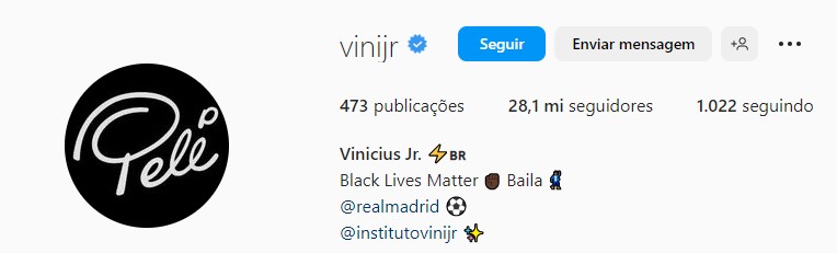 Homenagem foi feita no instagram 