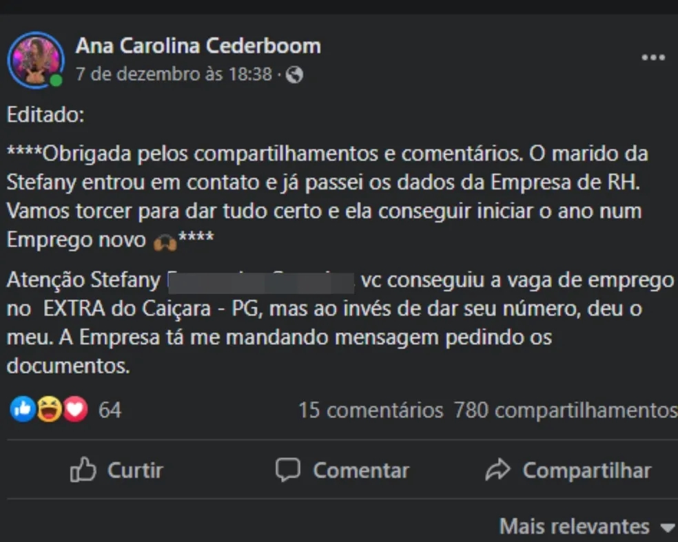 Empresária mobiliza internet após ser selecionada em emprego por engano