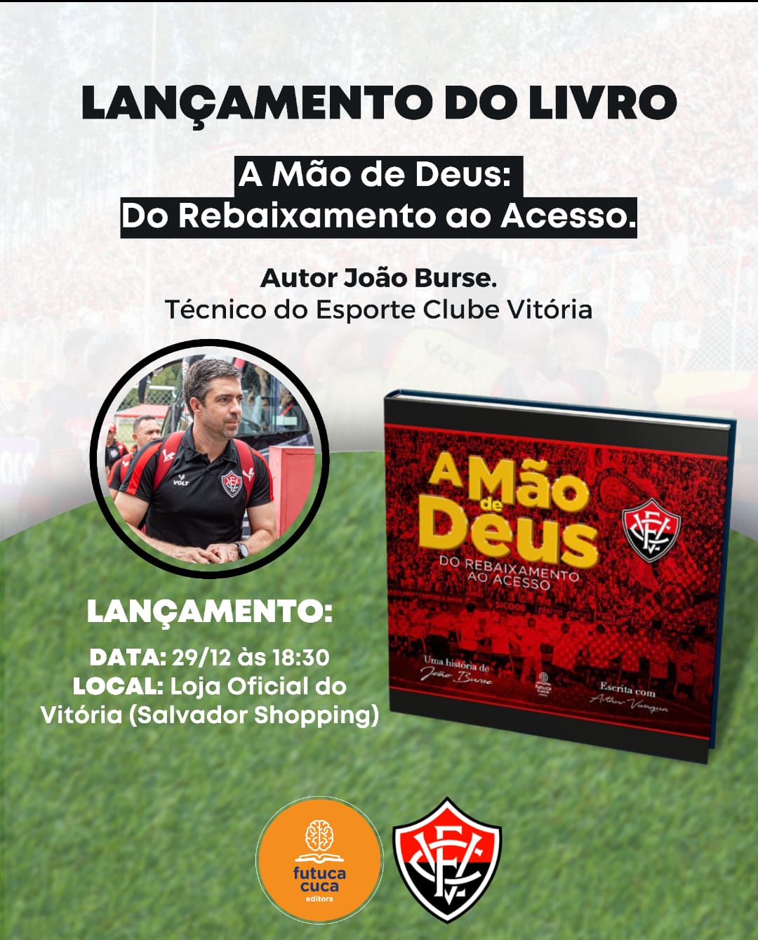 Card de lançamento do livro