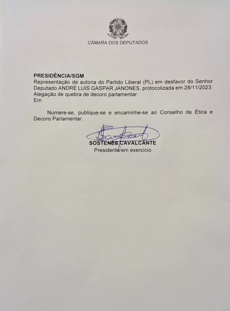 Print da representação do PL contra Janones