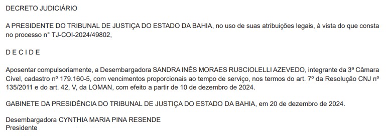 Decreto de aposentadoria compulsória