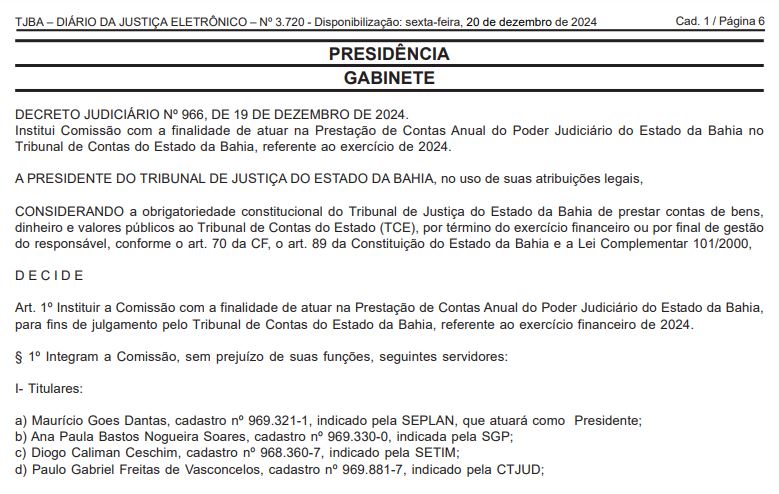 Decreto TJ-BA
