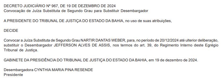 Publicação Decreto de convocação