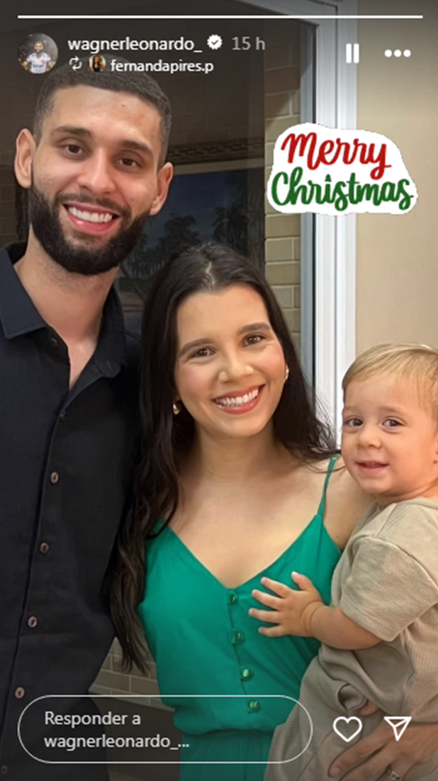 Zagueiro Wagner Leonardo com a família curtindo o Natal - Foto: Reprodução / Redes Sociais / Instagram / Story / @wagnerleonardo_