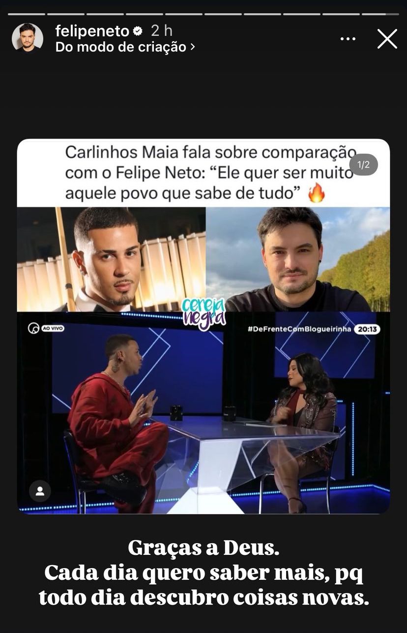 Felipe Neto se manifesta nas redes sociais (Redes sociais / @felipeneto)