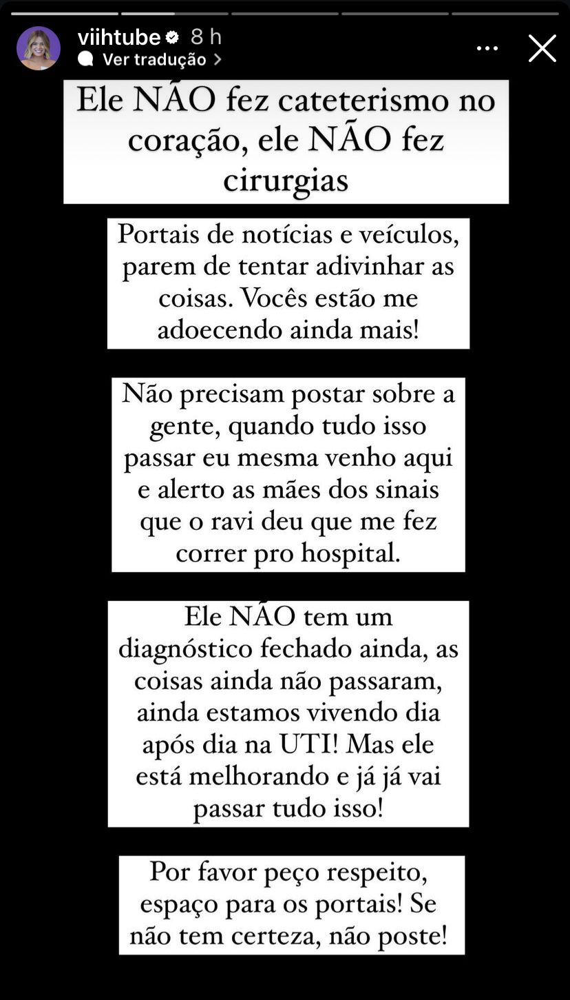 Influenciadora se pronunciou através das redes sociais (Redes sociais - @viihtube)