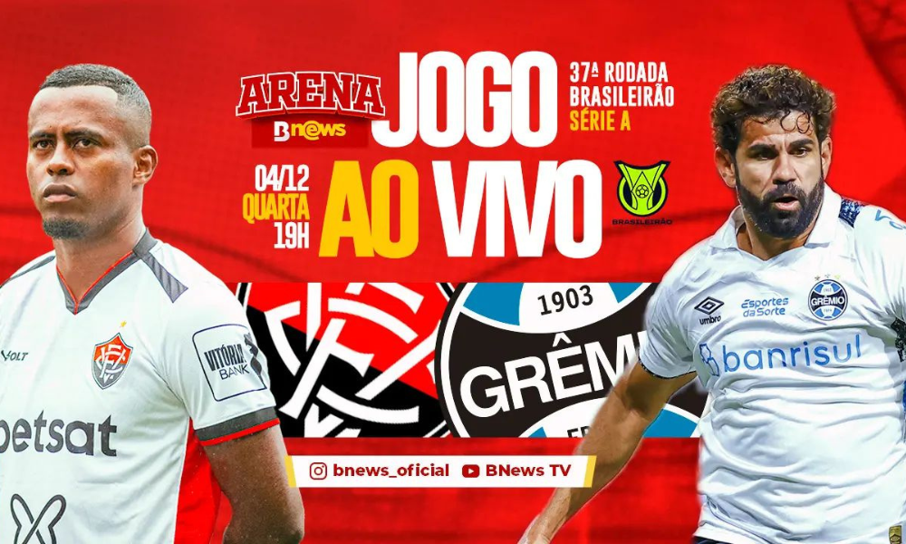 Arena BNews transmite jogo entre Vitória x Grêmio, no YouTube