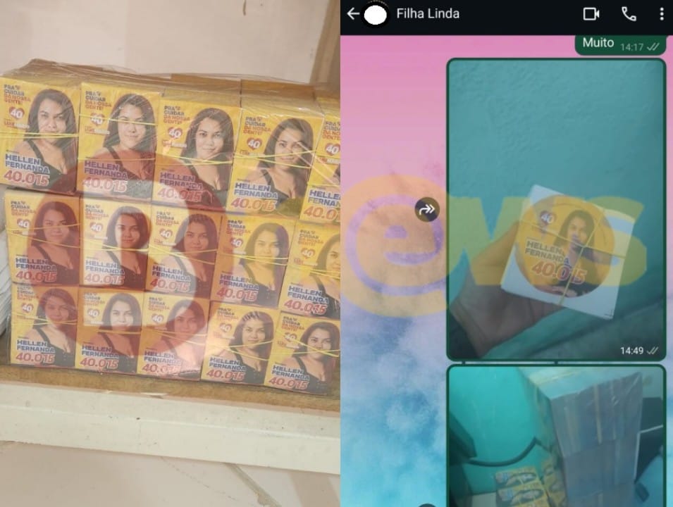 Material de campanha apreendido e comprovantes de envio para eleitores, segundo o MP Eleitoral (Foto: BNews)