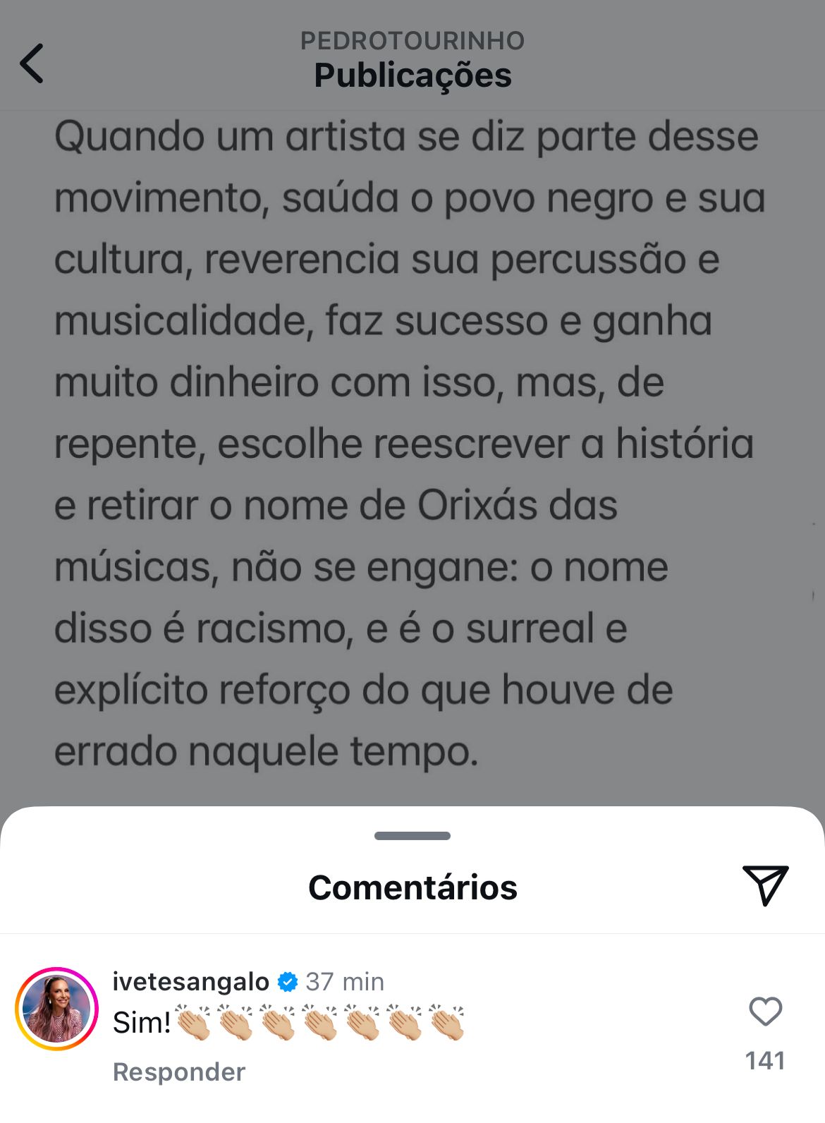 Ivete comenta