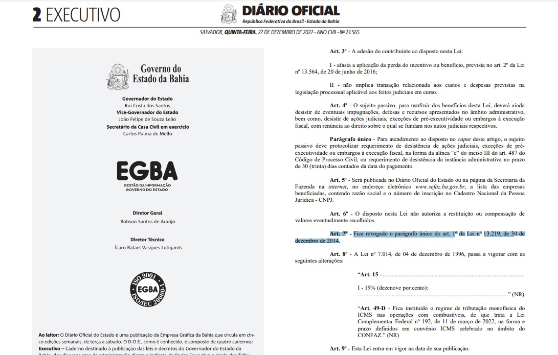 Diário Oficial Bahia 22/12/2022