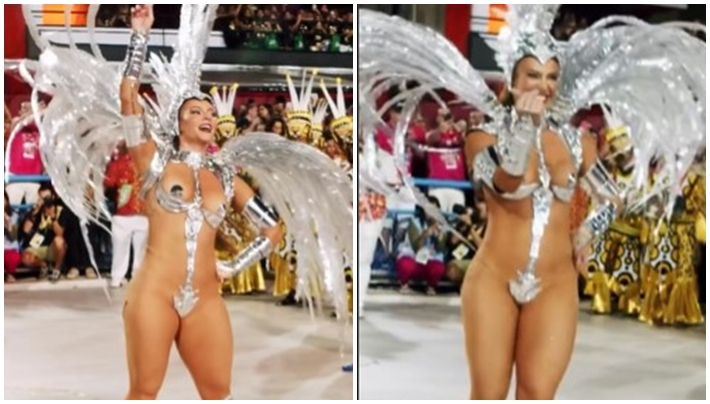 O desfile de Paolla Oliveira, como rainha de bateria da Grande Rio, aconteceu neste domingo (19). Foto: Reprodução/Instagram