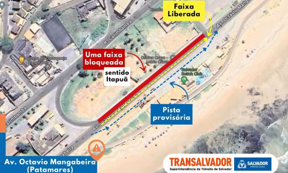 Confira trecho que será parcialmente interditado na Av. Octávio Mangabeira