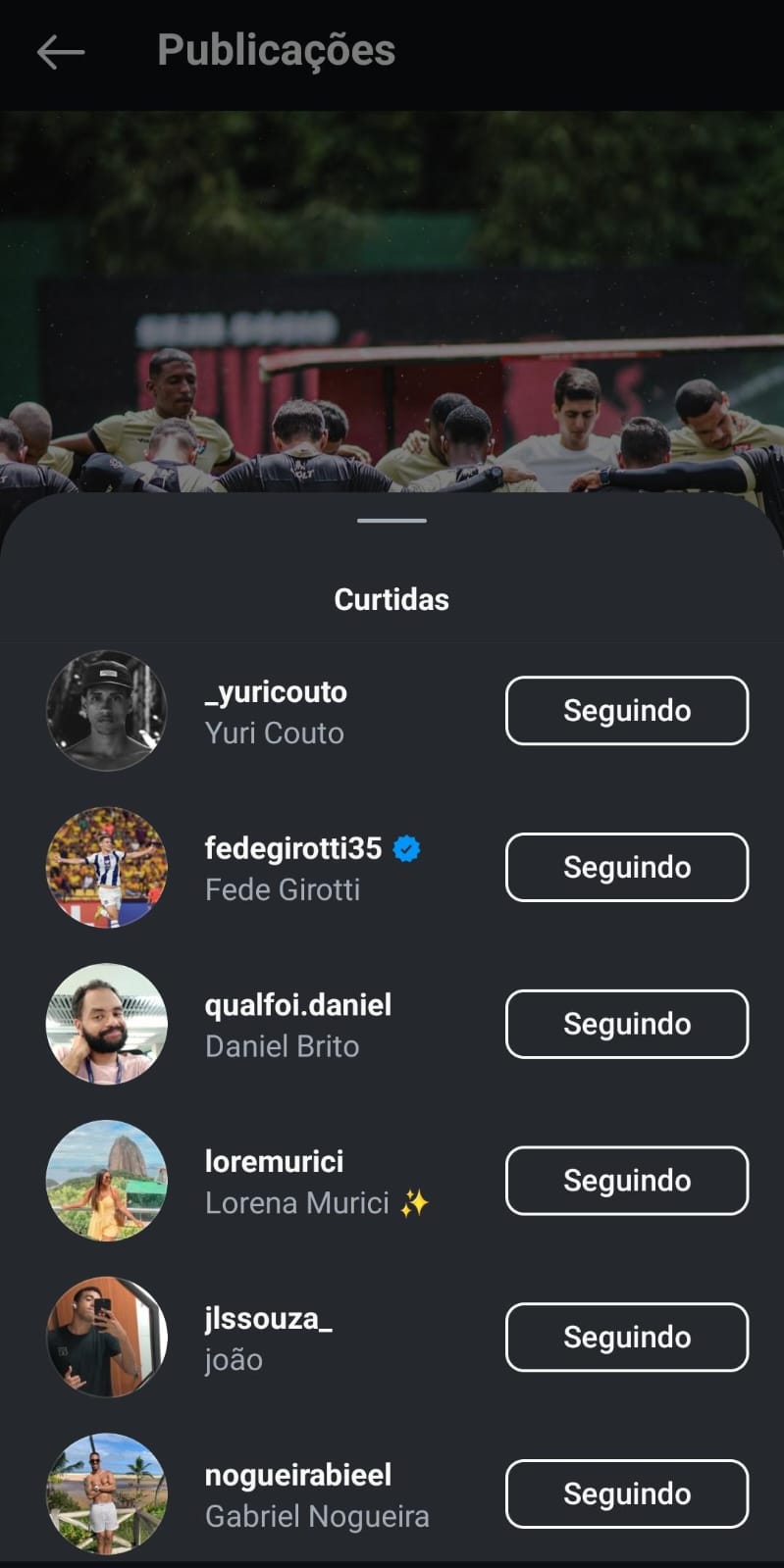 Print da curtida de Girotti - reprodução