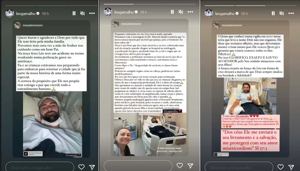 o camisa 9 sofreu uma perfuração que se aproximou do nervo que movimenta a mão. Foto: Reprodução/Instagram/@marjaleismann