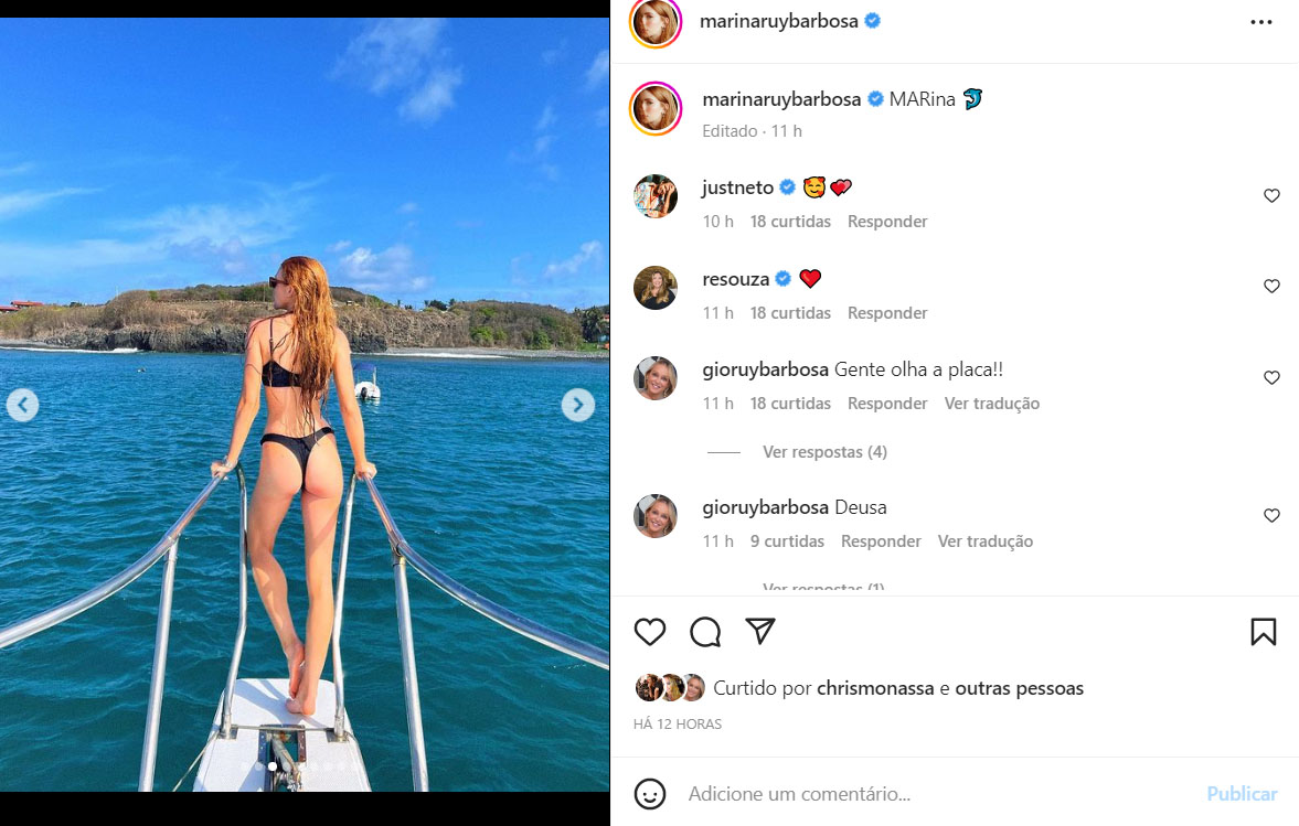 Post do Instagram da atriz com elogios dos fãs 