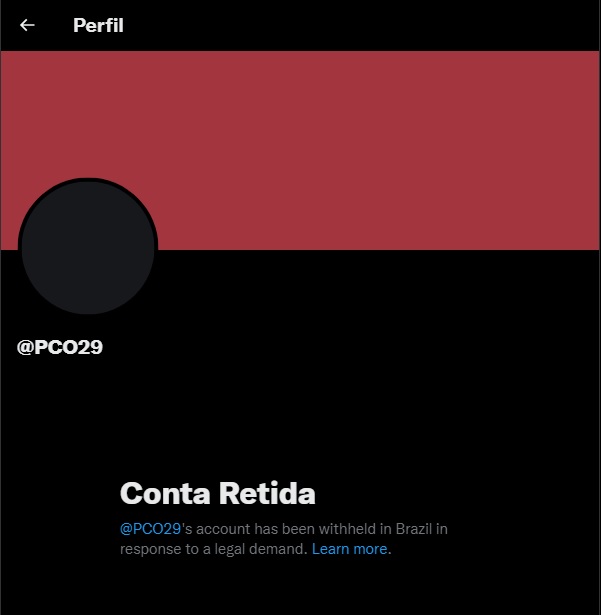 Perfil do PCO no Twitter bloqueado