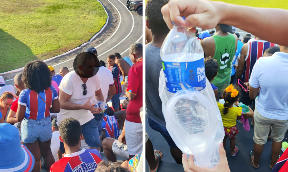 Torcedores reclamam da falta de água no Carneirão e compram garrafas no lado de fora do estádio