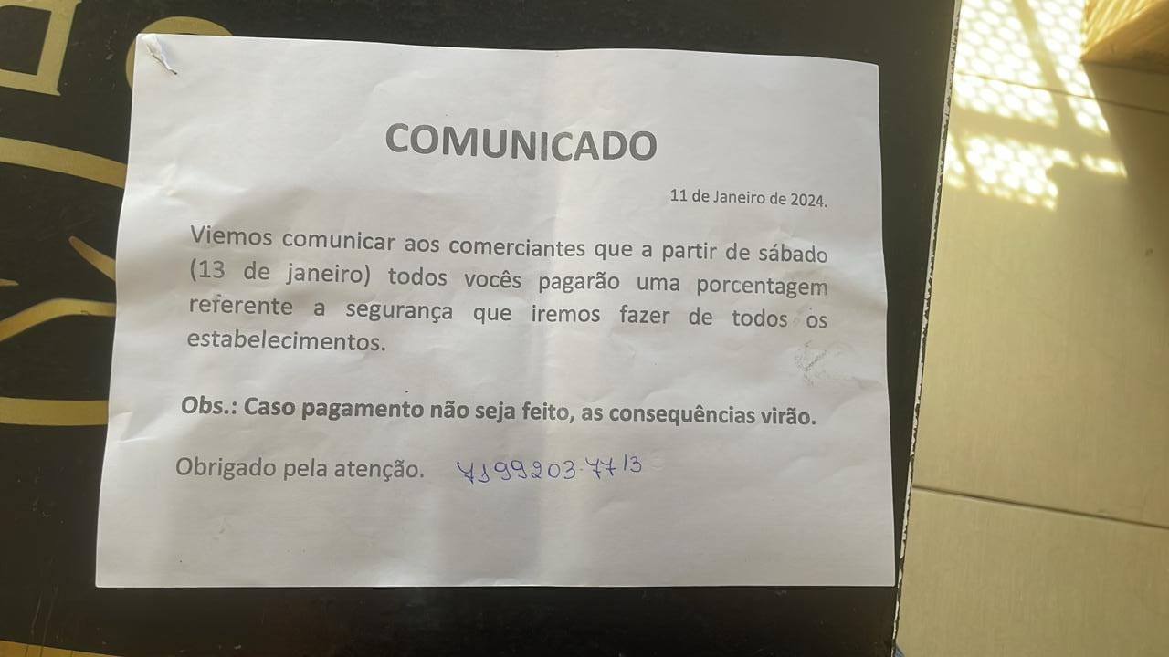 Ameaça sofrida pelos comerciantes