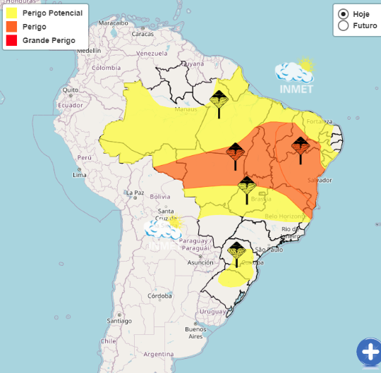Inmet emite alerta laranja de chuvas intensas no Inmet — Foto: Inmet