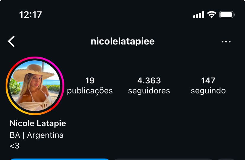 Instagram da esposa de Santiago Mingo com um "BA" na bio / Foto: Reprodução