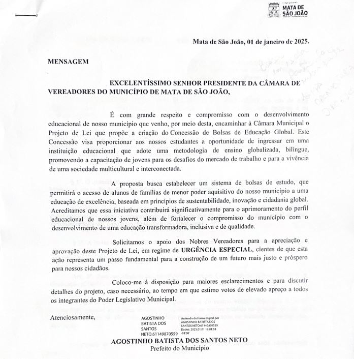 Encaminhamento à Câmara 