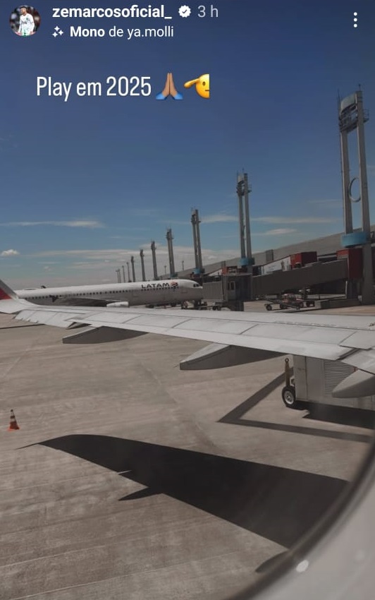 Asa de um avião saindo de um aeroporto - Foto; Reprodução / Redes Sociais / Instagram / @zemarcosoficial