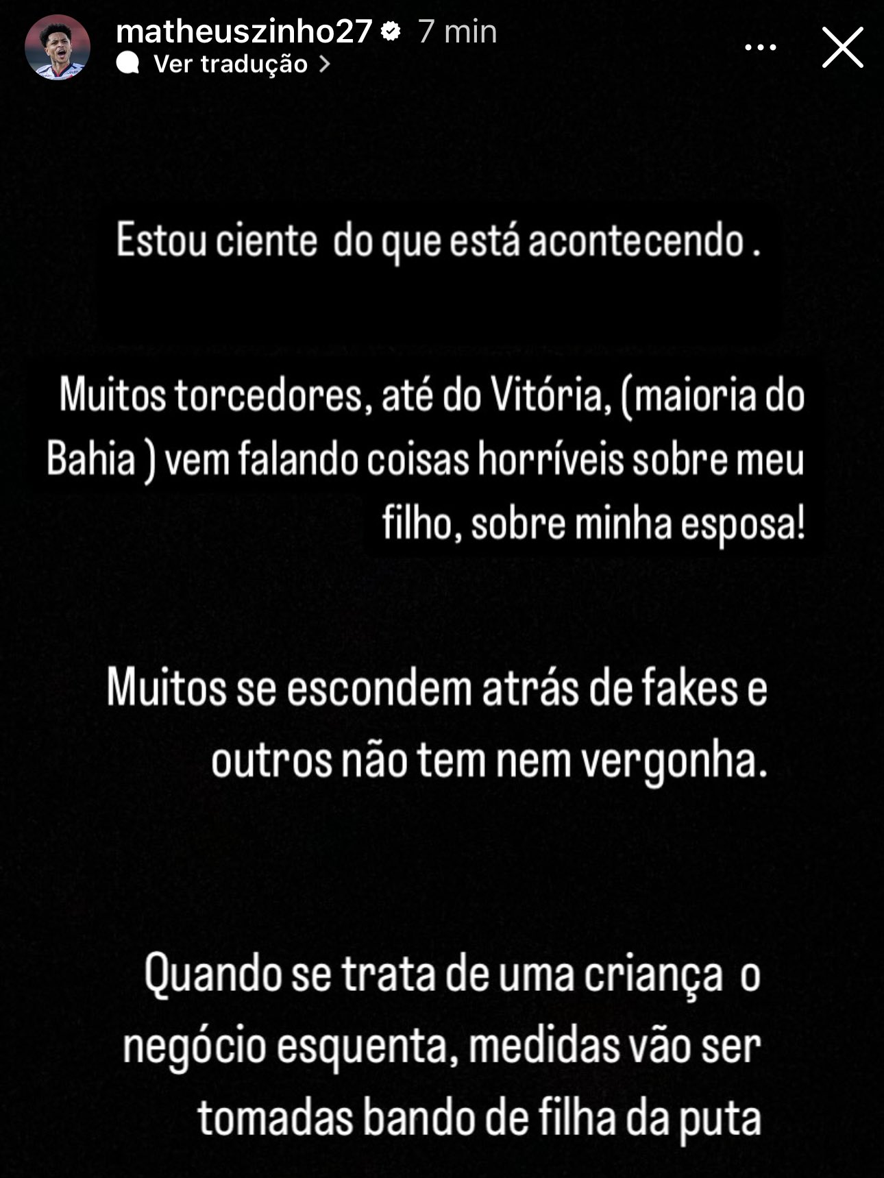 Matheuzinho se manifesta nas redes sociais - redes sociais 
