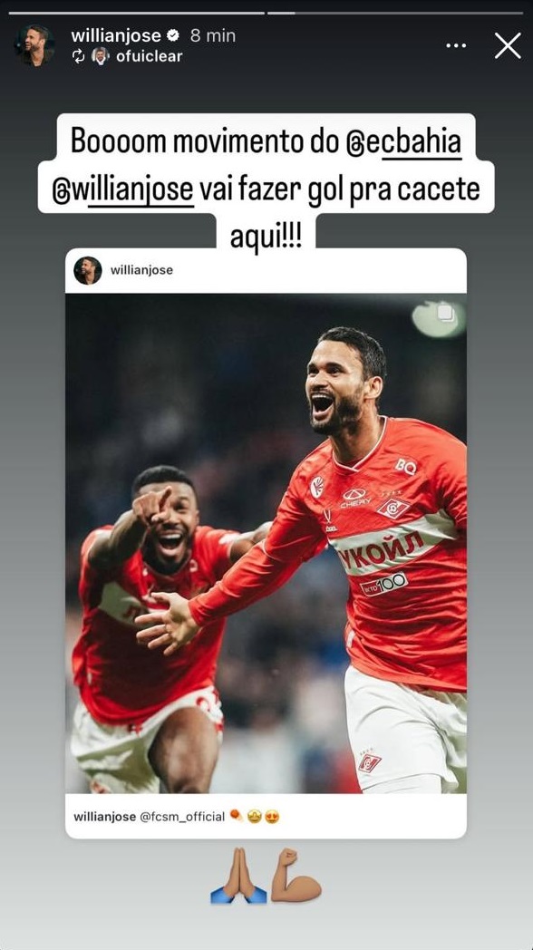 Willian José "se anunciou" como novo reforço do Bahia