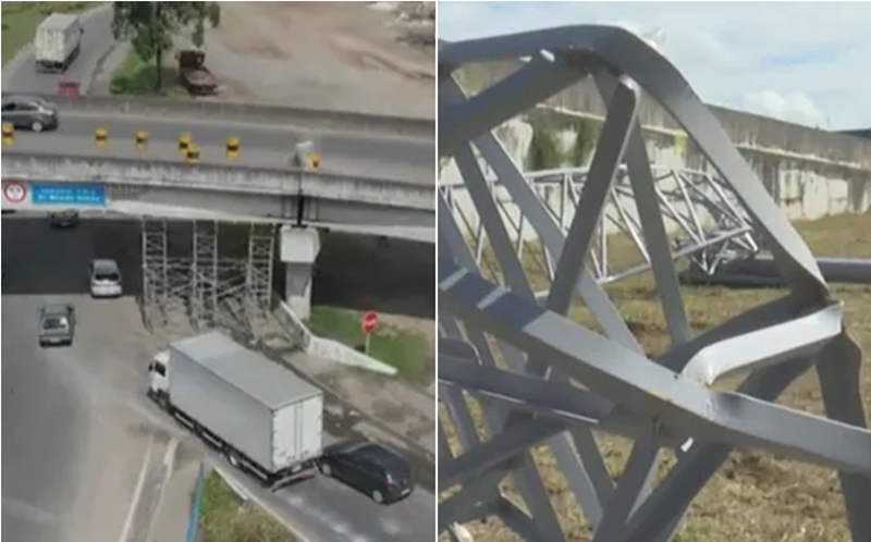 A carreta transportava um caminhão perfuratriz. Foto: Reprodução/TV Subaé