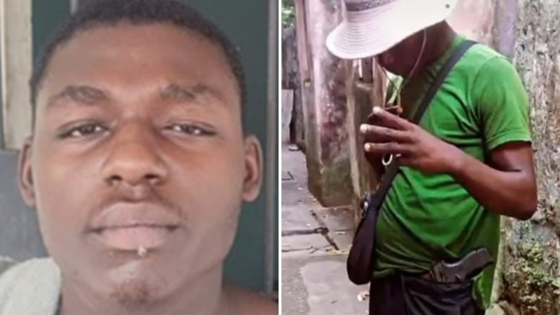 Suspeito portava um saco de drogas no momento da prisão. Foto: Reprodução/Redes Sociais